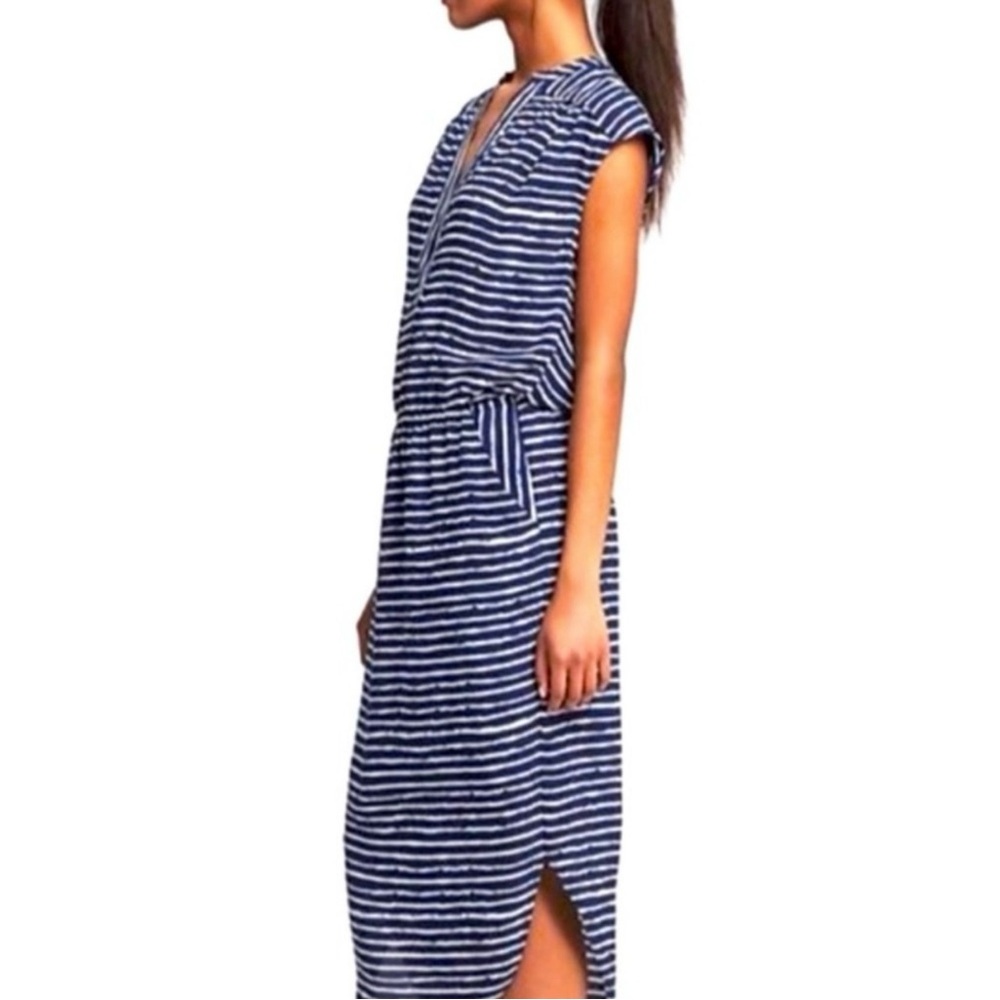 Banana Republic Navy and White Striped Midi Dress - Picture 3 of 9